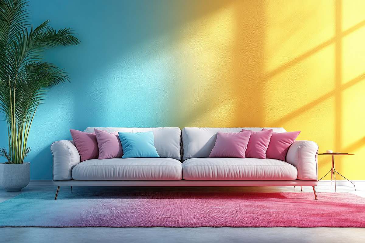 erleben Sie die Kraft der Farben - die gleiche Raumsituation mit unterschiedlicher Wand.